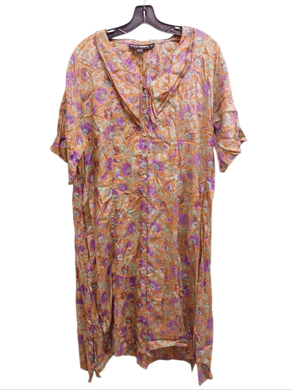 Little Journeys Chicago Floral Midi Dress in Mustard and Purple Extra Large